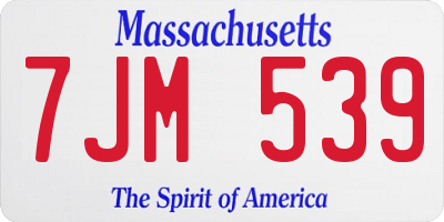 MA license plate 7JM539