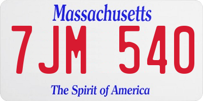 MA license plate 7JM540