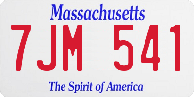MA license plate 7JM541