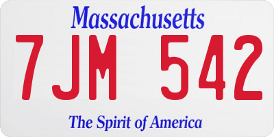 MA license plate 7JM542