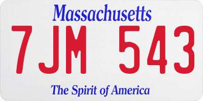 MA license plate 7JM543