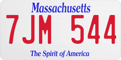 MA license plate 7JM544