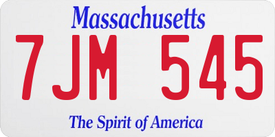 MA license plate 7JM545