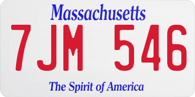 MA license plate 7JM546