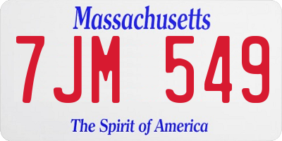 MA license plate 7JM549
