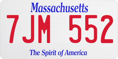 MA license plate 7JM552