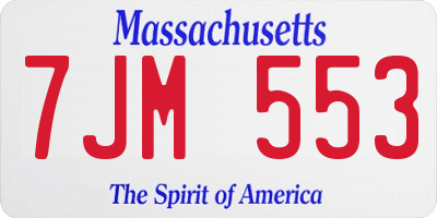 MA license plate 7JM553