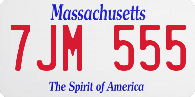 MA license plate 7JM555