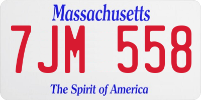 MA license plate 7JM558