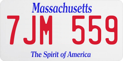 MA license plate 7JM559