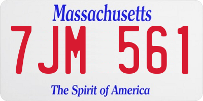 MA license plate 7JM561