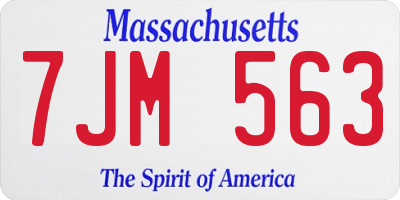 MA license plate 7JM563