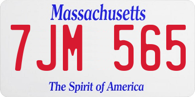 MA license plate 7JM565