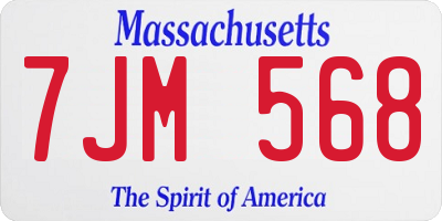 MA license plate 7JM568