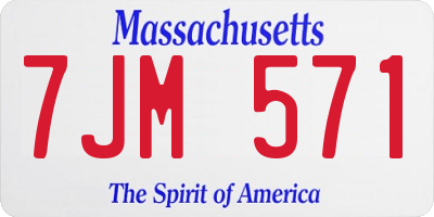 MA license plate 7JM571