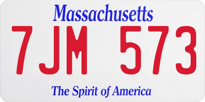 MA license plate 7JM573