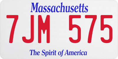 MA license plate 7JM575