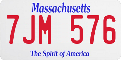 MA license plate 7JM576