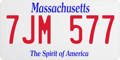 MA license plate 7JM577