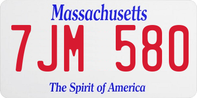 MA license plate 7JM580