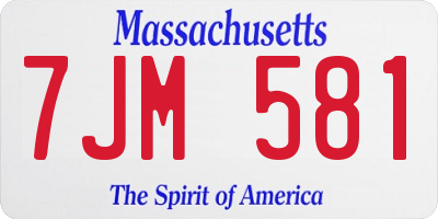 MA license plate 7JM581