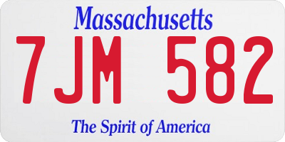 MA license plate 7JM582