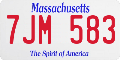 MA license plate 7JM583
