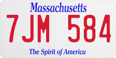 MA license plate 7JM584