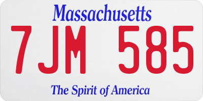 MA license plate 7JM585