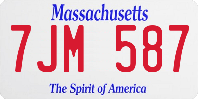 MA license plate 7JM587