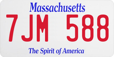 MA license plate 7JM588