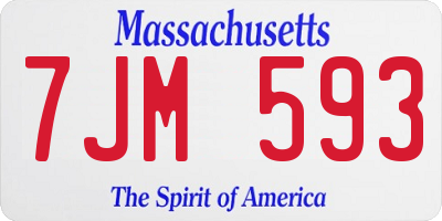 MA license plate 7JM593