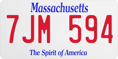 MA license plate 7JM594