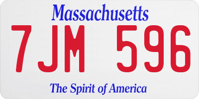 MA license plate 7JM596