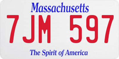 MA license plate 7JM597
