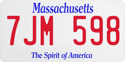 MA license plate 7JM598