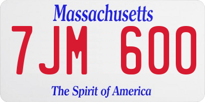 MA license plate 7JM600