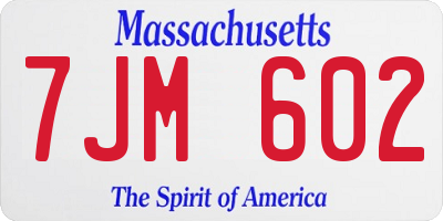 MA license plate 7JM602
