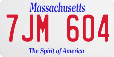 MA license plate 7JM604
