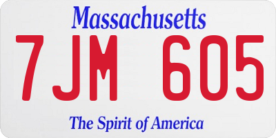 MA license plate 7JM605
