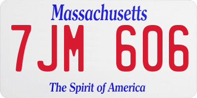 MA license plate 7JM606