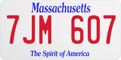 MA license plate 7JM607