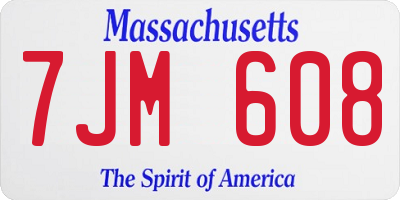 MA license plate 7JM608