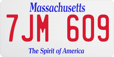MA license plate 7JM609