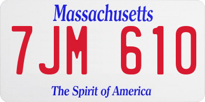MA license plate 7JM610