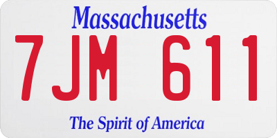 MA license plate 7JM611