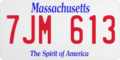 MA license plate 7JM613