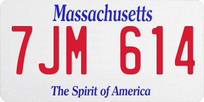 MA license plate 7JM614