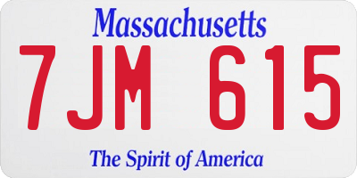 MA license plate 7JM615
