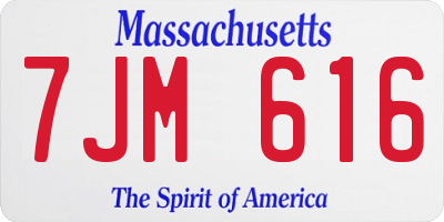 MA license plate 7JM616